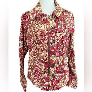 Charter Club paisley button front cotton/ spandex jacket, size S.
